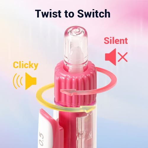 WRITECH Retractable Gel Ink Pens: 0.5mm Black-Ink Switch Between Silent and Clicky Soft Grip Fine Point Pen for Journaling Smooth Writing Quick-dry No Bleed 10ct - color: Black-A