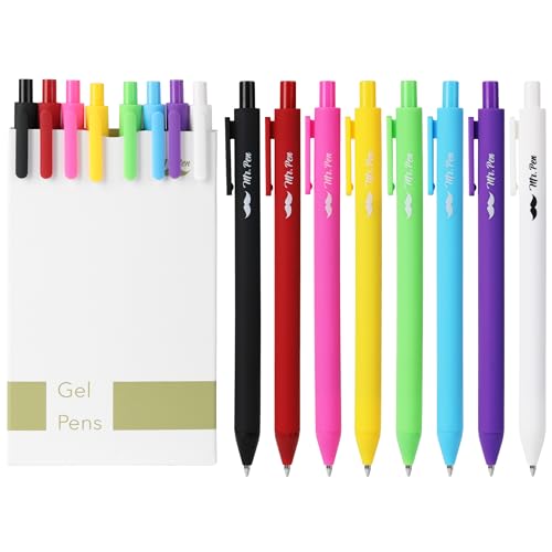 Mr. Pen- Retractable Gel Pens, 8 Pack, Vivid Color Ink, Fine Point 0.7 mm | Fast Dry, Smooth Writing, Cute Gel Ink Pens for Drawing, Writing Planner and School Supplies