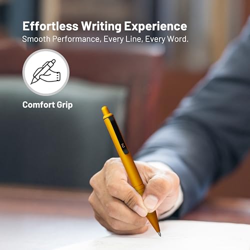 Everyman Amber Super Matte Mini Click Pen | Compact Refillable 0.7mm Gel Pen with Premium Grip | Pocket-Size Metal EDC Pen for Travel, Office, Journaling & Everyday Writing - color: Amber, style: Mini Click