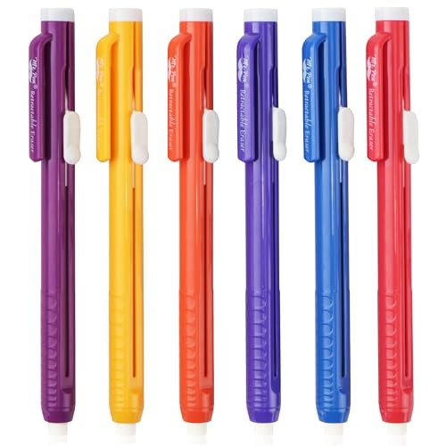Mr. Pen- Retractable Mechanical Eraser Pens, 6 Pack, Sunset Colors | Latex-Free Precision Pencil Erasers for Artists, Students, Drawing, Sketching & Drafting - color: Sunset, size: Pack of 6
