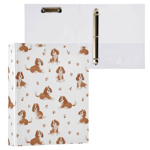 Cavalier King Charles Spaniel Dog Round Ring Binders 1.5 Inch 3 Ring Binder with Clipboard Holds 200 Sheets Office Home School - color: Multicolored 12