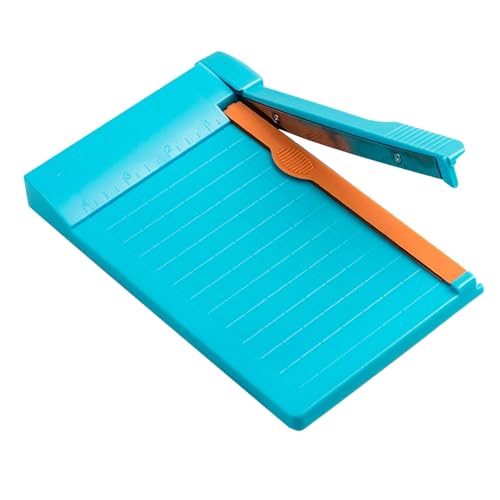 Portable Paper Cutter, Small Paper Trimmer Multipurpose Efficient Clear Scale High Accuracy A4 Paper Trimmer for Scrapbooking Craft Paper Photos DIY Projects School Office Use (Light Blue)