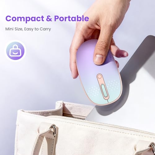 TECKNET Wireless Mouse,Bluetooth Mouse (BT5.3/5.0 & 2.4G) with USB Receiver Silent Optical Computer Mice，Wide Compatibility - color: Gradient