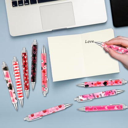 Idealmuzik Heart Pens Set –Valentines Day Pens Cute Pink & Red Heart-Shaped Gel Pens for Women – Lovely Writing Stationery for Home or Office, 10 Pack - style: Heart