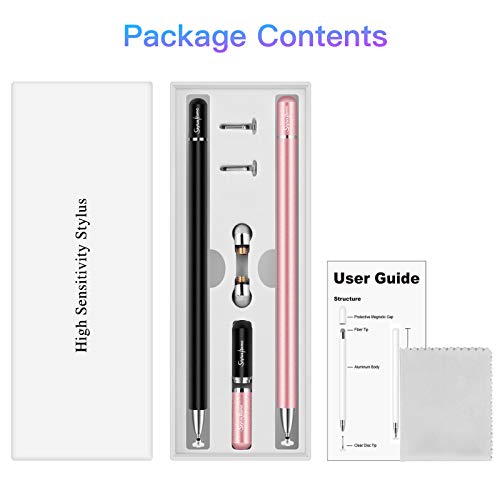 Stylus for iPad (2 Pcs), StylusHome Magnetic Disc Universal Stylus Pens Touch Screens for Apple/iPhone/Ipad pro/Mini/Air/Android/Microsoft/Surface All Capacitive Touch Screens - Black/Rose Gold - color: Black,Rose Gold