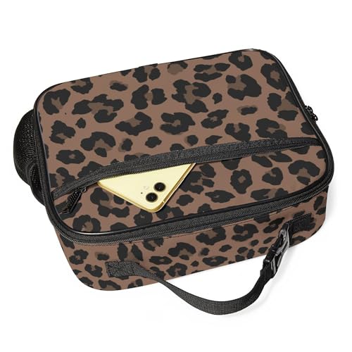 WOBAGMEN Leopard Lunch Box for Kids, Cute Insulated Lunch Bag for Boys Girls,Waterproof Lunch Box with Water Bottle Holder for Teens Adults Picnic Travel Back to School (Brown Leopard) - color: Brown Leopard