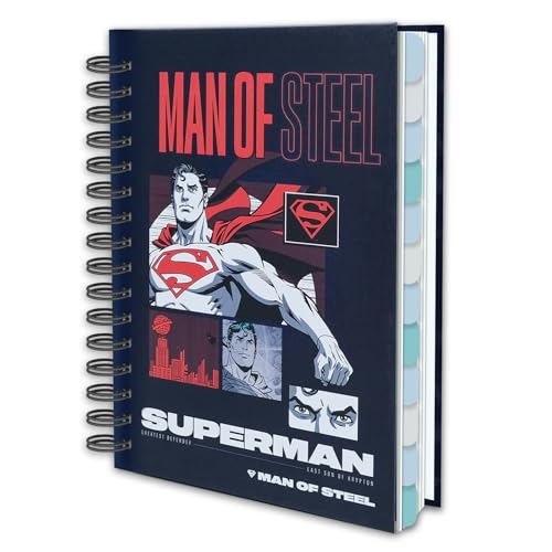 Superman Academic Planner, Hero Weekly Monthly Daily Agenda, Custom Date Organizer for Time Management, Spiral Bound Notebook with Colorful Tabs,Datebooks for School Office Home(Navy Red) - color: Navy Red