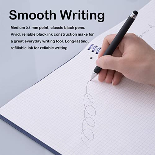 MiSiBao 0.5mm Black Ink Gel Ink Rollerball Pens 2 in 1 Medium Point Pens with Stylus Work Pen Smooth Writing for Office (Black Ink 18-pack 0.5mm Black) - color: Black-0.5mm-18pack