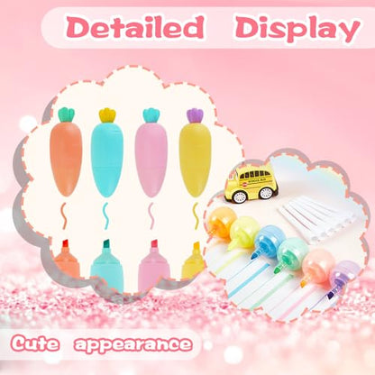 28Pcs Mini Highlighter, Candy Pastel Fun Highlighter with Sticky Notes | Used for Writing, Drawing, Diary Writing, PP and ABS Materials,