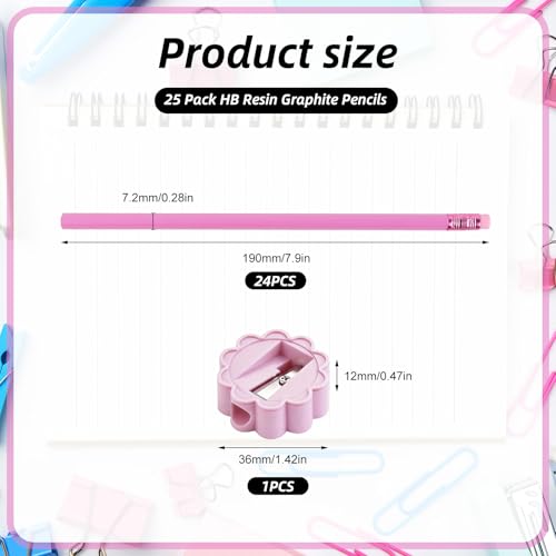 24 Pcs Rose Red Triangular Grip HB Graphite Pencils with Erasers and Sharpener,Wooden Cased Pencils for Kids,Cute School Supplies for Classroom,Teacher Supplies,Drawing,Sketching,Party Favors - color: Rose Red