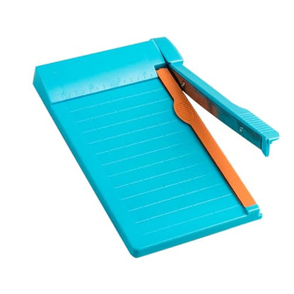 Portable Paper Cutter, Small Paper Trimmer Multipurpose Efficient Clear Scale High Accuracy A4 Paper Trimmer for Scrapbooking Craft Paper Photos DIY Projects School Office Use (Light Blue)