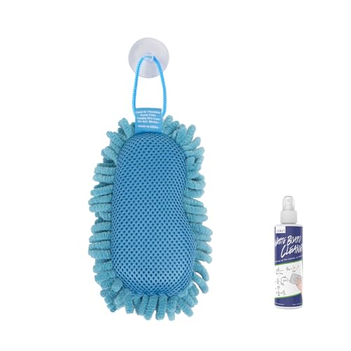loukin Shag Dry Erase Eraser (3.4 Fl Oz Whiteboard Cleaner Included), Whiteboard Eraser with Suction Cup, Microfiber, Washable, for Classroom, Home and Office Use, Blue - size: Blue