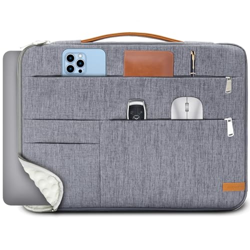 KINGSLONG 14 inch Laptop Sleeve Bag, Slim Shockproof Handbag, Computer Carrying Case Cover Compatible with MacBook Air/Pro Acer Asus Dell HP Grey - color: Grey, size: 14 inch