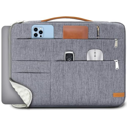 KINGSLONG 14 inch Laptop Sleeve Bag, Slim Shockproof Handbag, Computer Carrying Case Cover Compatible with MacBook Air/Pro Acer Asus Dell HP Grey - color: Grey, size: 14 inch