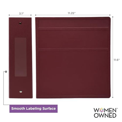 Carstens 3-Inch Heavy Duty 3-Ring Binder - Side Opening, Wine, Durable Plastic, Precision No-Gap Rings, Waterproof Cover, No Pockets, Holds 400 US Letter Sheets, BPA-Free, Made in USA (1743-3R) - color: Burgundy, size: Individual