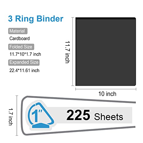 Comix Sturdy 3-Ring-Binder 1-inch D Ring Binders, 2.4mm-Thick, Hold 225 Sheets of 8.5" x 11" Paper, 8 Pack (Black) - color: Black, size: 1-Inch, style: 8 Pack