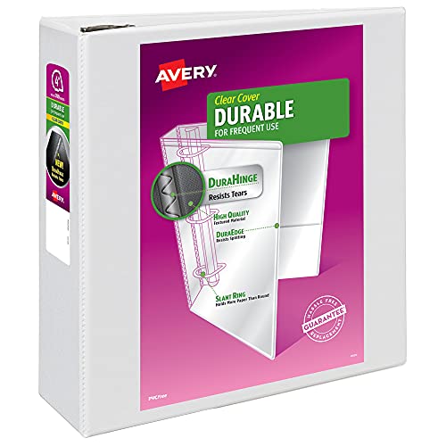 Avery Durable View 3 Ring Binder, 4 Inch EZD Rings, 1 White Binder (09801) - size: 4", style: 1 Pack