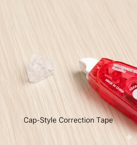 Correction Tape Mini with Cap, (Pack of 3) Compact White-Out Tape Rollers, Rotating Head for Smooth Application, 5mm x 16.4ft Each, Office and Study Supplies