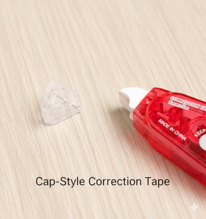 Correction Tape Mini with Cap, (Pack of 3) Compact White-Out Tape Rollers, Rotating Head for Smooth Application, 5mm x 16.4ft Each, Office and Study Supplies