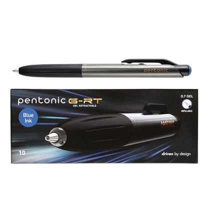 Pentonic G-RT Retractable Gel Pens, 10 Count, Blue Ink, 0.7 mm Fine Point, Smooth Writing For Journaling, Note Taking, Office & School (1002361) - color: Blue, size: 1 Count (Pack of 10)