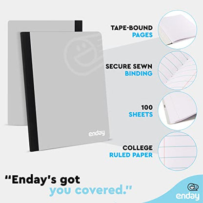 Enday Composition Notebooks College Ruled Paper, Grey Hard Cover Composition Notebook, Premium Lined Composition Books, 100 Sheets Ruled Notebook - color: Grey, style: College-Ruled