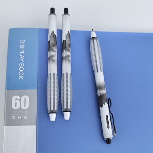 Fengtaiyuan Retractable Gel Pens, 0.5mm ST Precision Tip Quick Dry Black Ink, Gradient Black Barrel with Triangular Silicone Non-Slip Grip, Ergonomic Smooth Pens for Exam School Office [Pack of 6] - color: BlackGRB05P6