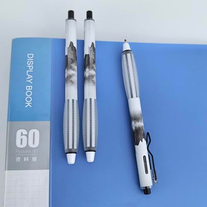 Fengtaiyuan Retractable Gel Pens, 0.5mm ST Precision Tip Quick Dry Black Ink, Gradient Black Barrel with Triangular Silicone Non-Slip Grip, Ergonomic Smooth Pens for Exam School Office [Pack of 6] - color: BlackGRB05P6