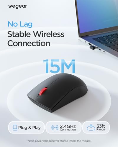 wegear USB Wireless Mouse for Laptop PC Mac, 2.4G Nano USB-A Ambidextrous Cordless Mouse, 1000 DPI Ergonomic Portable Optical Computer Mice for Business Travel, Home Office