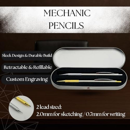 Custom Engraved Mechanical Pencil Set – Personalized 0.7mm & 2.0mm Refillable Drafting Tools – Gift for Architects, Engineers, Students, Designers, Graduation (Pencils Set Engraved) - style: Pencils Set Engraved