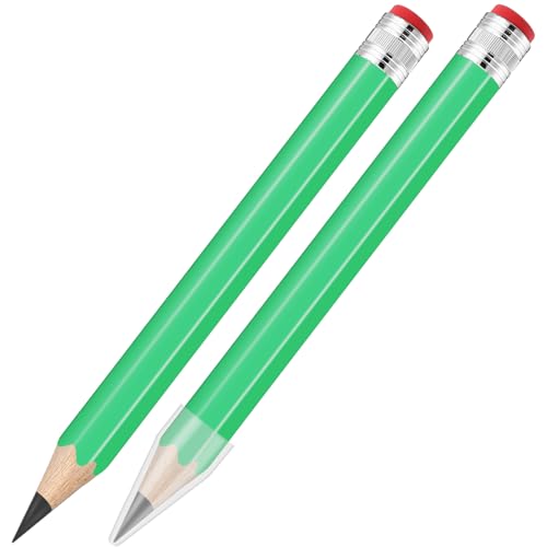 2 Pcs 13 inch Wooden Jumbo Pencils for Prop Giant Big Novelty Wood Pencil with Eraser for Fun Decor, School Projects, Party Favors, and Unique Gifts (Green) - color: Green, size: 1 Count (Pack of 2)