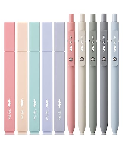 Mr. Pen- Aesthetic Highlighters and Gel Pens, 10 Pack | Morandi Colors Bible Highlighters No Bleed, Black Ink Gel Pens, Fast Dry and No Smear for Bible Journaling, Planner - color: Morandi, size: 10 Pack
