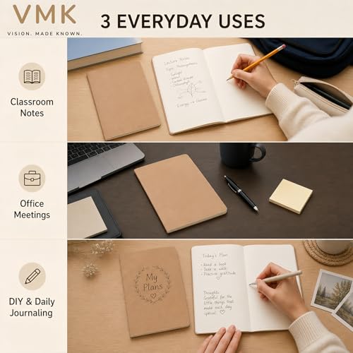 VMK 100 Pack A5 Wide Ruled Lay Flat Notebooks Bulk, Kraft Brown Softcover | 30 Sheets/60 Pages Each, Thread-Sewn Binding, 80gsm Paper, 4 Bundles of 25 for Schools, Programs, and Large Groups - color: Kraft
