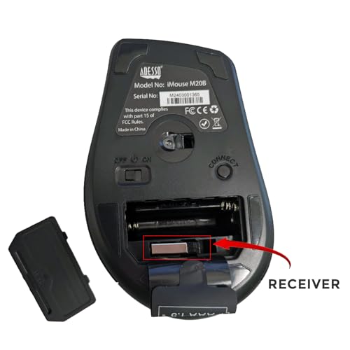 Adesso iMouse M20B - Wireless Ergonomic Optical Mouse, Black