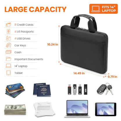 TILYMOL Fireproof Document Bag (5200℉) - Upgraded Heat Insulated Layers Waterproof Document Bag with Handle for Important Paper, Passports & Valuables, Secure Storage for Home, Office & Travel - size: Small Briefcase