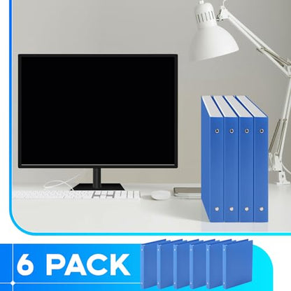 Henoyso 6 Pcs Plastic 1 Inch Mini 3 Ring Binders Fits 5.5" x 8.5" Paper, Holds(Capacity 200 Sheets), Flexible Three Round Rings Small Blue A5 Binders Bulk for School, Office Use, Photo Album - color: Blue, size: 1 Inch
