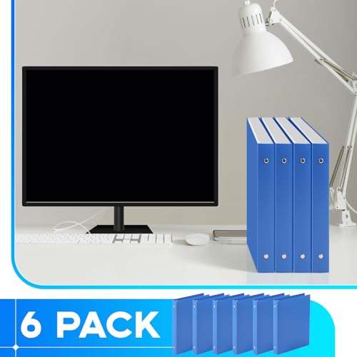 Henoyso 6 Pcs Plastic 1 Inch Mini 3 Ring Binders Fits 5.5" x 8.5" Paper, Holds(Capacity 200 Sheets), Flexible Three Round Rings Small Blue A5 Binders Bulk for School, Office Use, Photo Album - color: Blue, size: 1 Inch