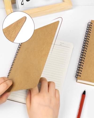 Dynta Spiral Notebooks A5 Lined 5Pcs College Ruled Journals Bulk Thick Paper for Work, Study, Notes Taking, Gifts 120 Pages/60 Sheets Kraft Brown - color: Kraft-5 Pcs