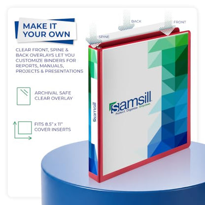 Samsill 1 Inch 3 Ring Binder, Economy Round Ring, Clear View Cover, 200 Sheet Capacity - for School, Home, Office - Red - color: Red, size: 1-Pack, style: 1-Inch