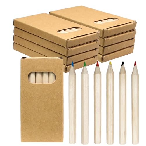 Zorfeter 10 Pack Mini Colored Pencils, 3.5 Inch, 6 Per Pack | Pre-Sharpened, Short Fat Design, 6 Colors, 60 Total Pieces, Painting/Classroom School Supplies