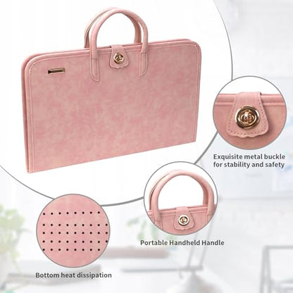 PU Laptop Sleeve Pink With Handle Protective Case Laptop Protective Case(14 inch) - color: 14 Inch