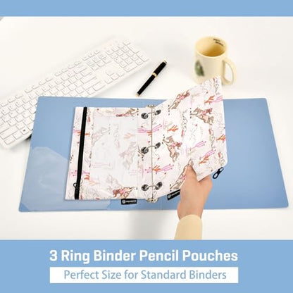 Western Cowgirl Cactus Pink Pencil Pouch for 3 Ring Binder 2 Pcs Binder Pouches with Zipper Pocket Pencil Case Bag with Clear Window for Office Work School Supplies - color: Western Cowgirl Cactus Pink