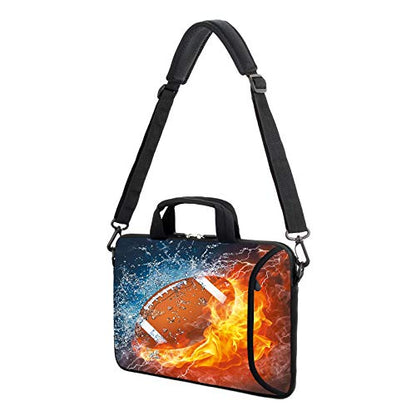 AMARY 13" 13.3" laptop sleeve chromebook case adjustable shoulder strap with handle accessory pocket (Football) - color: Football