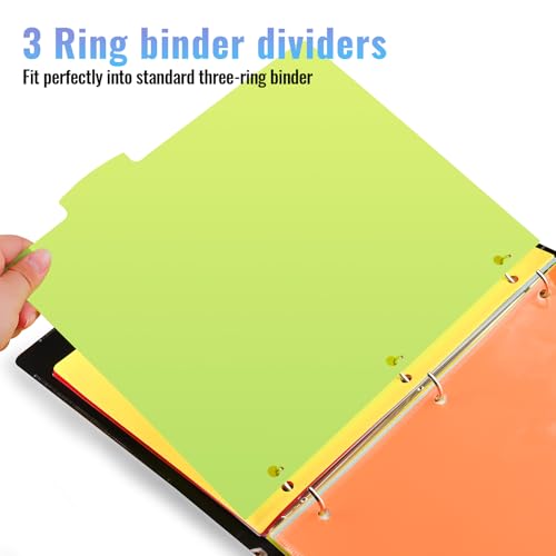 HABGP 10PCS/2 Set 3 Ring Binder Dividers with Tabs, Dividers with Clear Front Pockets for 3 Ring Binder Color Pages, 5 Tab Folder Dividers,Three Rings File Divider with Tabs,Tabbed Index Divider