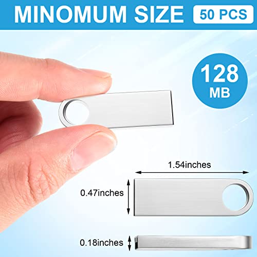 Fabbay 50 Packs 2.0 Flash USB Drives Bulk Waterproof Flash Thumb Drives Memory Pen Stick Small Mini Zinc Alloy Design for PC Computer Laptop Office School Data Storage Silver (128 Mb) - color: 128 Mb