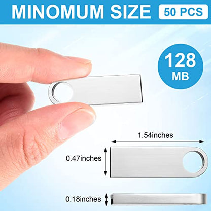 Fabbay 50 Packs 2.0 Flash USB Drives Bulk Waterproof Flash Thumb Drives Memory Pen Stick Small Mini Zinc Alloy Design for PC Computer Laptop Office School Data Storage Silver (128 Mb) - color: 128 Mb