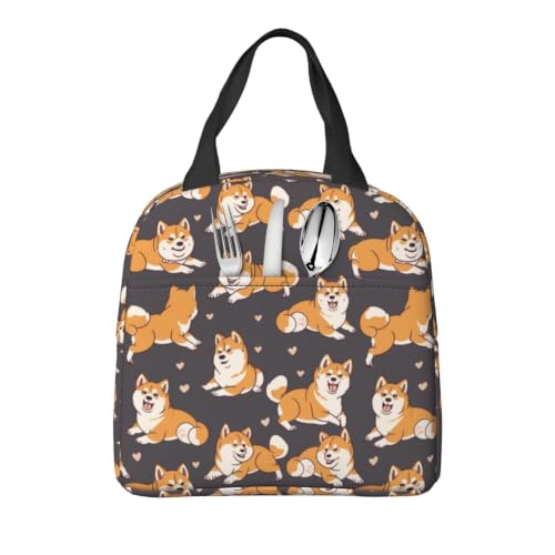Shiba Inu Brown Lunch Box - Insulated Lunch Bags for Kids Boys Girls Reusable Lunch Tote Bags, Perfect for School/Camping/Hiking/Picnic/Beach/Travel - color: Brown