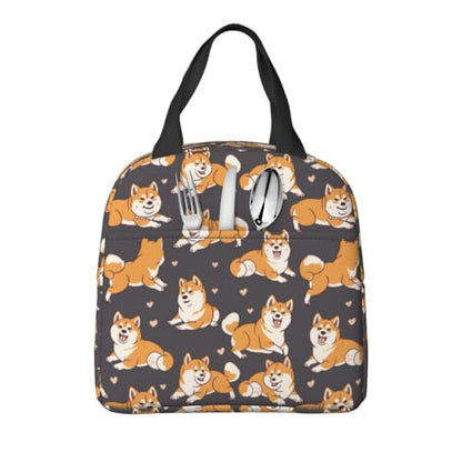 Shiba Inu Brown Lunch Box - Insulated Lunch Bags for Kids Boys Girls Reusable Lunch Tote Bags, Perfect for School/Camping/Hiking/Picnic/Beach/Travel - color: Brown