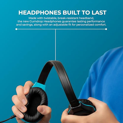 Gumdrop DropTech On-Ear Wired Headphones w/Mic | USB C - Long Tangle Free Chew-Proof Cord - Rugged Reliable Drop Tested and Comfortable for Kids K-12 Students Classroom and School Use - size: USB-C with Mic