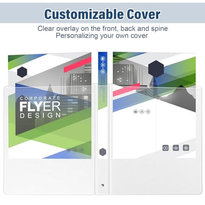 1-Inch 3-Ring-Binder with Pockets - Bundle 12 Packs, 1'' Round Binders Holds 200 Sheets US Letter Size 8.5'' x 11'' - White Binders for Home, Office, and Back to School (1'' - 12 Packs) - size: 1'' - 12 Packs