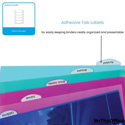 1InTheOffice 5 Tab Binder Dividers with Pockets and Tabs, Binder Dividers with Tabs and Pockets, 8.5x11 (2 Pack)